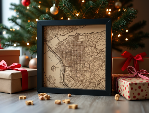 Weihnachtsgeschenke für Städtefans: Maßgefertigte Stadtpläne aus edlem Holz