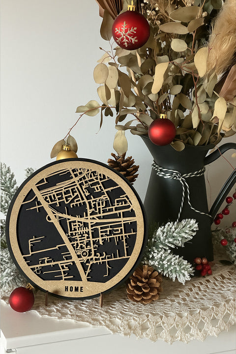 Dein Stadtplan aus Holz "Weihnachtsedition" - Personalisierte Holz-Stadtkarte