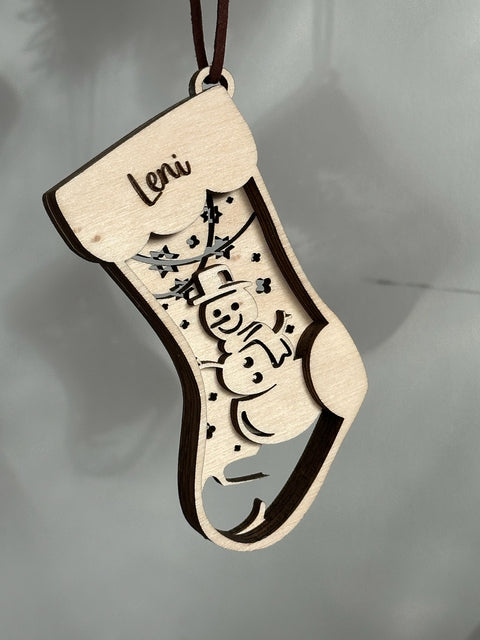 Stiefel - Personalisierter Holz-Weihnachtsanhänger