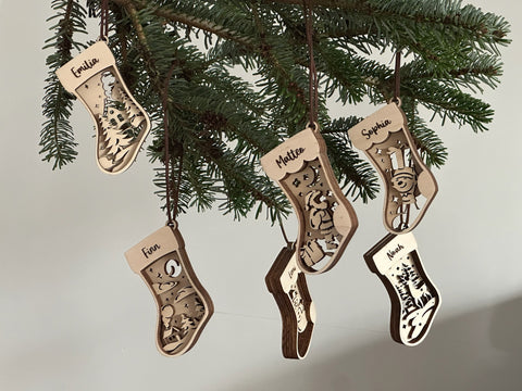 Stiefel - Personalisierter Holz-Weihnachtsanhänger