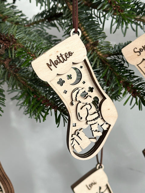 Stiefel - Personalisierter Holz-Weihnachtsanhänger