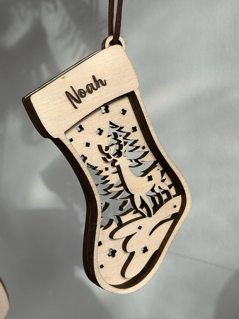 Stiefel - Personalisierter Holz-Weihnachtsanhänger