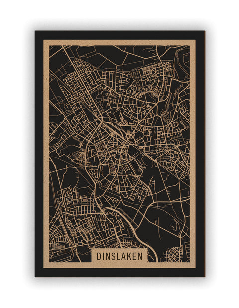 Stadtplan Dinslaken aus Holz – Wandbild in Natur ohne Rahmen