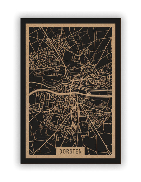 Stadtplan Dorsten aus Holz – Wandbild in Natur ohne Rahmen