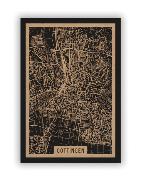 Stadtplan Göttingen aus Holz – Wandbild in Natur ohne Rahmen
