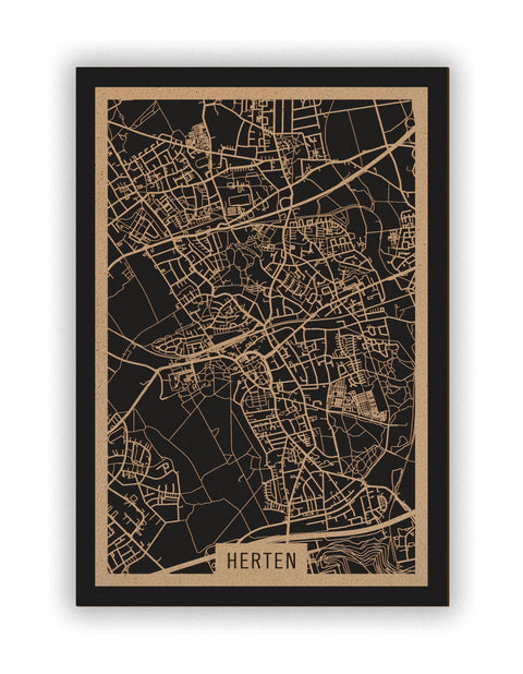 Stadtplan Herten aus Holz – Wandbild in Natur ohne Rahmen