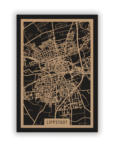 Stadtplan Lippstadt aus Holz – Wandbild in Natur ohne Rahmen