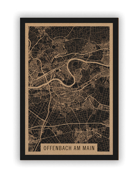 Stadtplan Offenbach am Main aus Holz – Wandbild in Natur ohne Rahmen