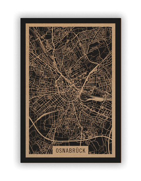 Stadtplan Osnabrück aus Holz – Wandbild in Natur ohne Rahmen