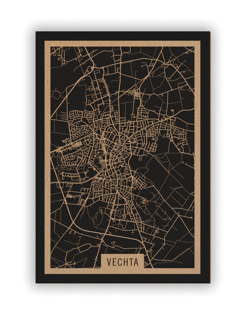 Stadtplan Vechta aus Holz – Wandbild in Natur ohne Rahmen